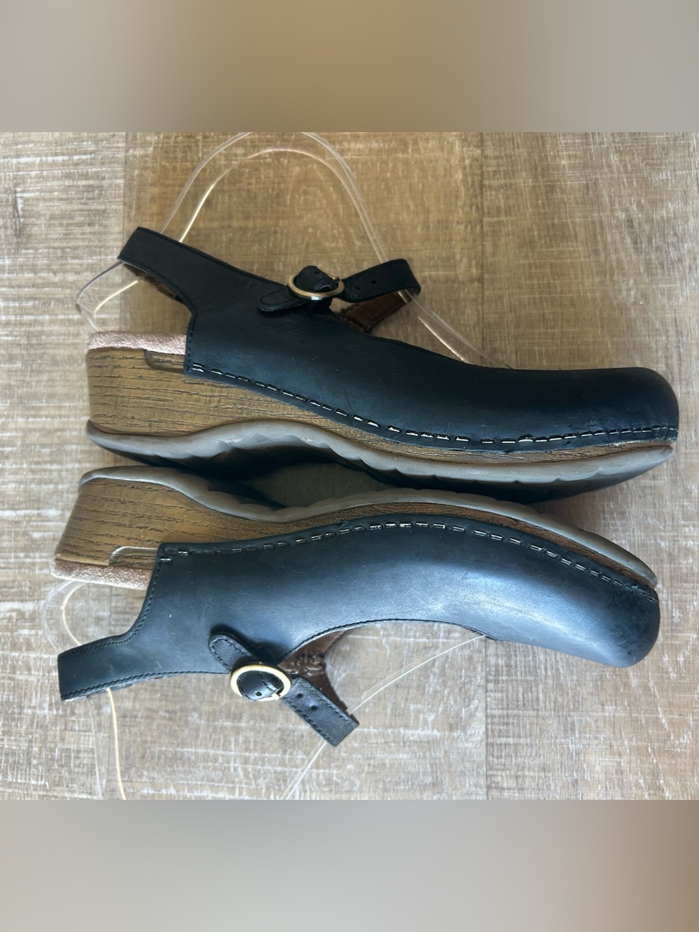 ▶️ Dansko Black Leather Mary Jane Wedge Comfort Shoes EU 38 US 7.5 8 - Picture 8 of 13